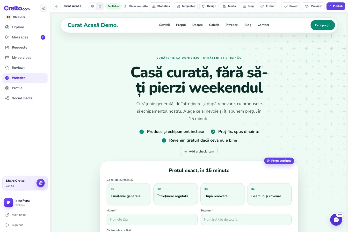 Your First Website in Five Minutes: AI Website Creation Is Live in Crelto